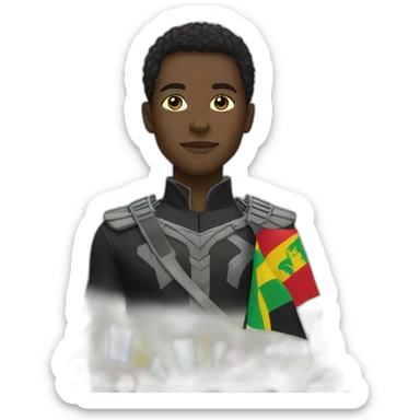 Black panther hero with Central African Republic color flag sticker