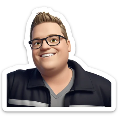 smiling boy in black jacket sticker