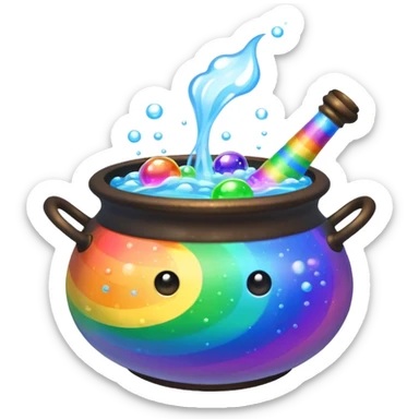 rainbow potion in a cauldron sticker