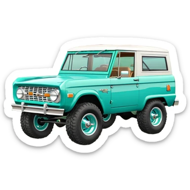 turquoise green classic ford bronco with ansen slot alminum wheels sticker