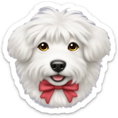 Fluffy white dog with bow on it sticker