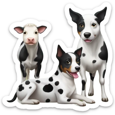 Black and white spotted Australian cattle dog with cows sticker