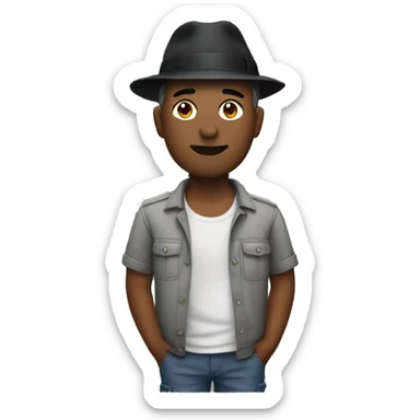 Adult man with black hat and a grey shirt and cargo shorts with a watch on sticker