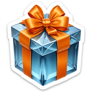 crystal gift box with orange ribbon sticker
