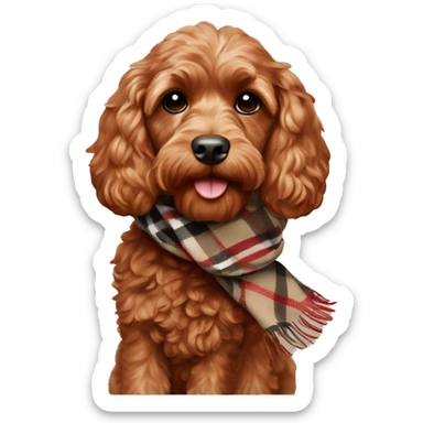 Red Cockapoo with Burberry scarf sticker