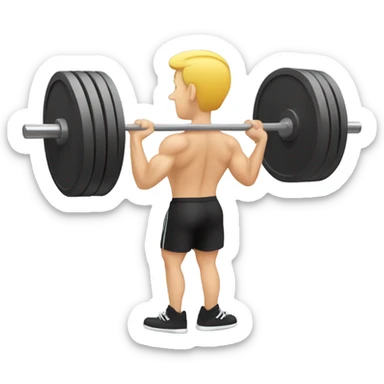 White man doing weighted barbell squat (gym) from back view sticker