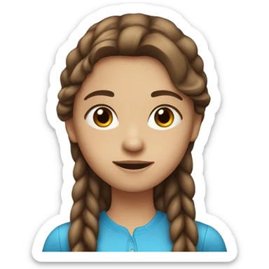 a girl with long straight brown hair and blue eyes sticker
