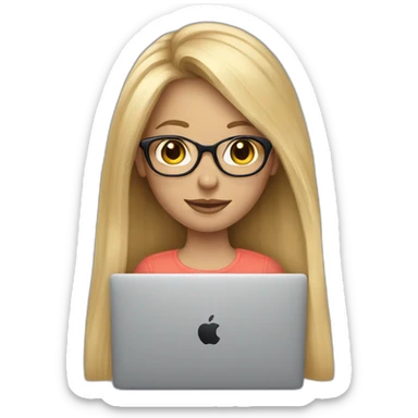 blonde-girl-long-hair-with-macbook-and-glasses sticker