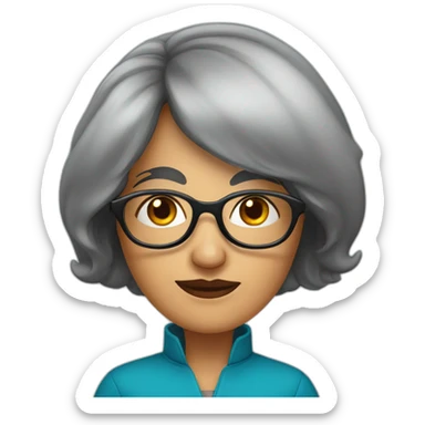 50 year old european women with black hair rond glasses sticker