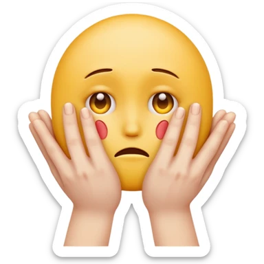 hands caressing sad emojis face sticker