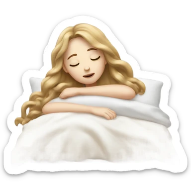 pale girl with long brunette hair sleeping sticker
