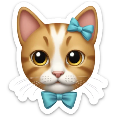 cat with a bow and heart emojis sticker