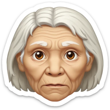 old woman Neanderthal with white hair sticker