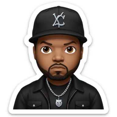Ice Cube, Rapper with dark brown hair, black outfit sticker