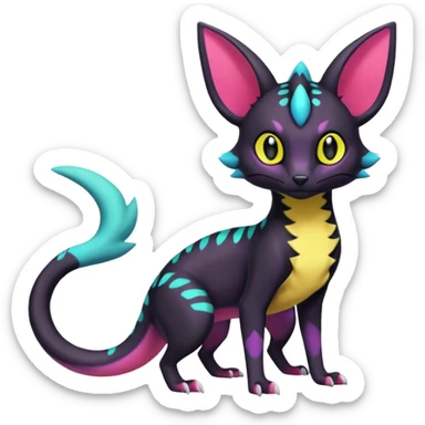 Neon pastel Salandit-Umbreon-Genet-Noivern-Noibat-Serval-Hybrid (Full body) sticker