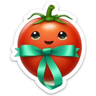 cute tomato with ribbon sticker