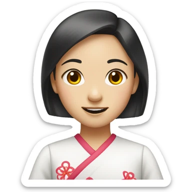 chinese girl saying with sign saying "xiexie" sticker