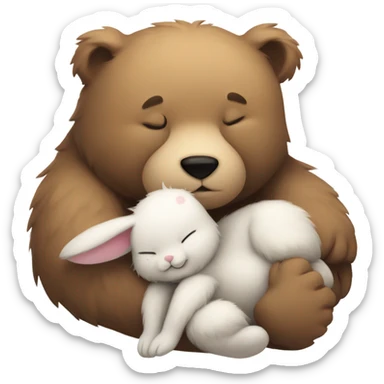 bear and bunny sleeping sticker