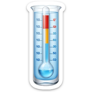The thermometer is placed in a clear glass of water and shows the temperature. sticker