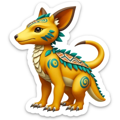 colorful lush tribal exotic patterned beautiful elegant pretty realistic Fakémon-Digimon-Fionbri-Trico-creature (full body) sticker