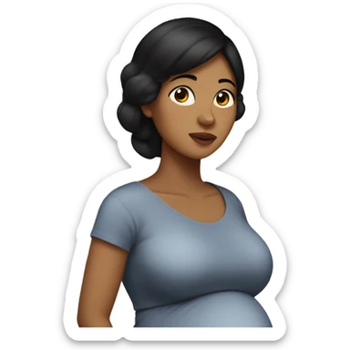 Tan pregnant lady with black hair  sticker