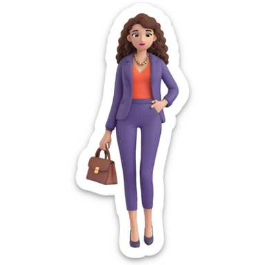 Trendy fashionable woman with long curly hair wearing chic clothes sticker