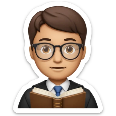 legal expert emoji, person with glasses and law book sticker