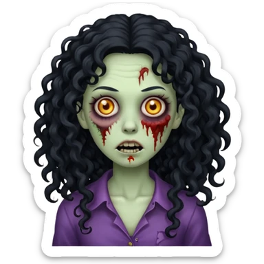 uma mulher zumbi de cabelo cacheado preto longo sticker