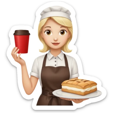 blonde Cafe waiter woman with tray sticker
