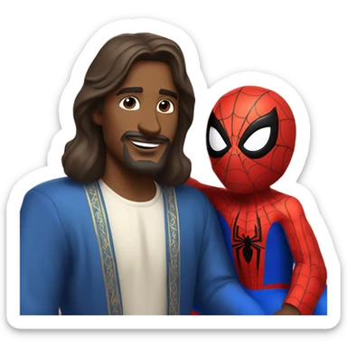 Spider-Man hugging Jesus sticker