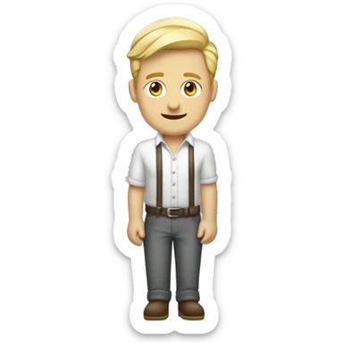 Blonder Mann Anfang 30 ohne Brille und Bart, der ein Leinenhemd trägt sowie eine silberne lange Kette mit einer silbernen Plakette und ein Armband aus Perslen  sticker