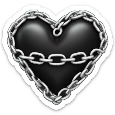 black heart with silver chains wrapped around sticker