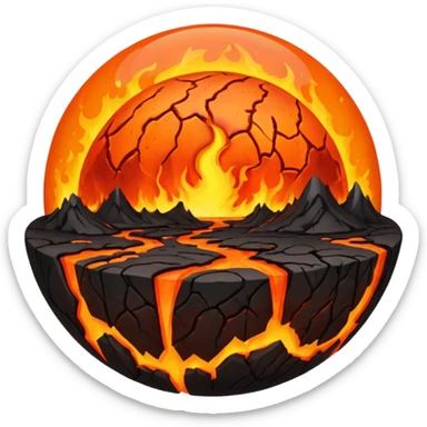sphere globe planet, surface covered with lava and valley sticker