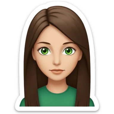 pretty woman in her 40s with green eyes and long straight ash-brown hair  sticker