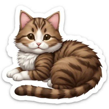 dark brown tabby and white kitten sleeping on its back sticker