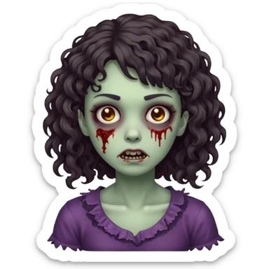 Faça uma garota zumbi, com cabelos cacheados & uma franja. sticker