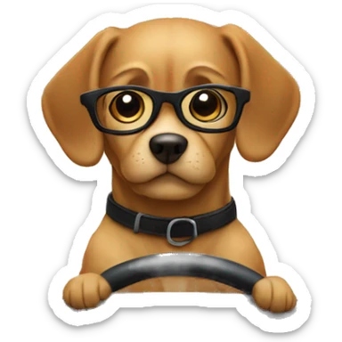 Dog with glasses driving a car sticker