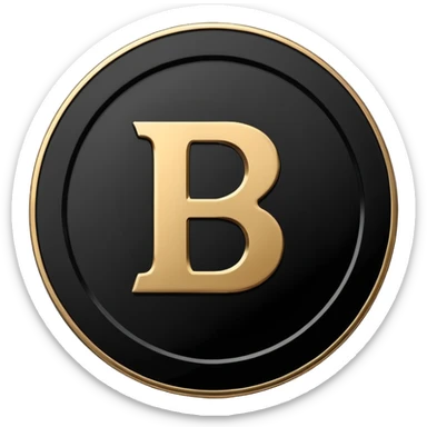 Emoji icon of a metal coin with engraved letter 8, minimalist style, isolated, only black color sticker