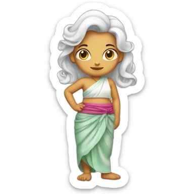 White khmer girl Dragon in sarong sticker