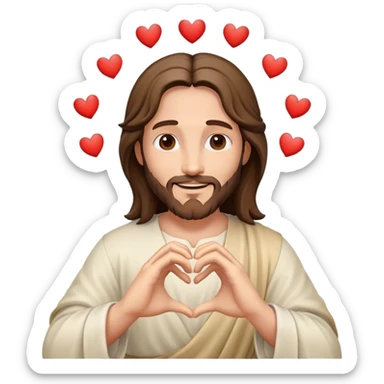 Joyful Jesus creating heart shape with hands sticker