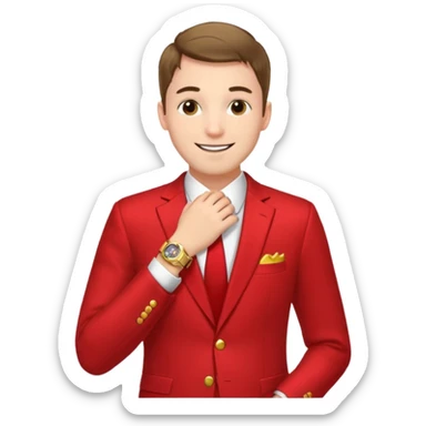 man  in red holiday new year suit sticker