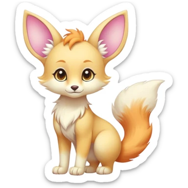 Kawaii bright colorful fantasy ethereal anthro fursona animal with a tufted tail and round ears sticker