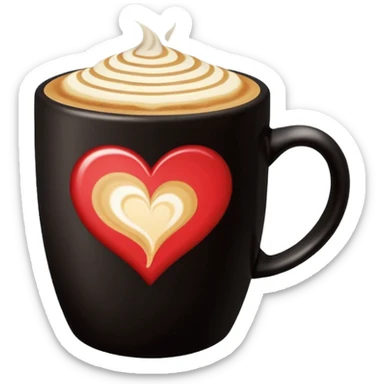 Coffee latte art in a black mug sticker