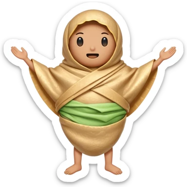 A burrito with arms and legs and no face sticker
