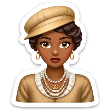 Cinematic Realistic Chanel Pop Culture Emoji, depicted with timeless elegance and iconic style rendered with luxurious textures and dynamic, sophisticated lighting. sticker