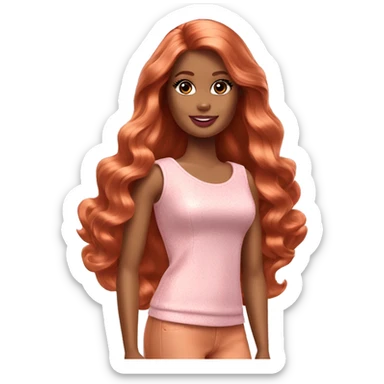 barbie, long wavy copper hair sticker