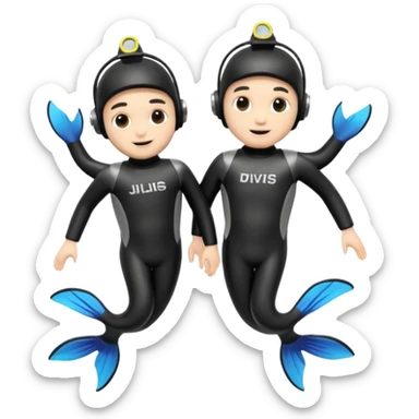 A 3D cartoon pair of diving flippers on a white background, shiny rubber texture, Memoji-style rendering. sticker