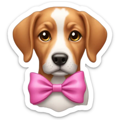 Dog wearing a pink bow sticker