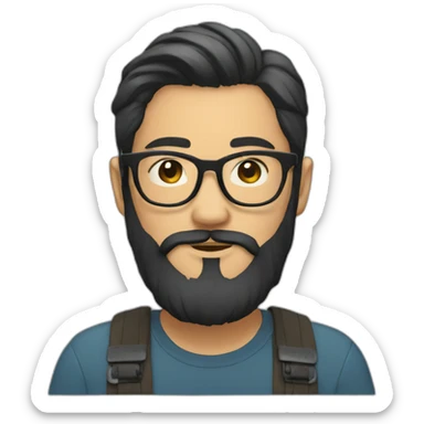 bearded asian man hipster glasses sticker