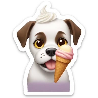 A dog with a ice Cream  sticker